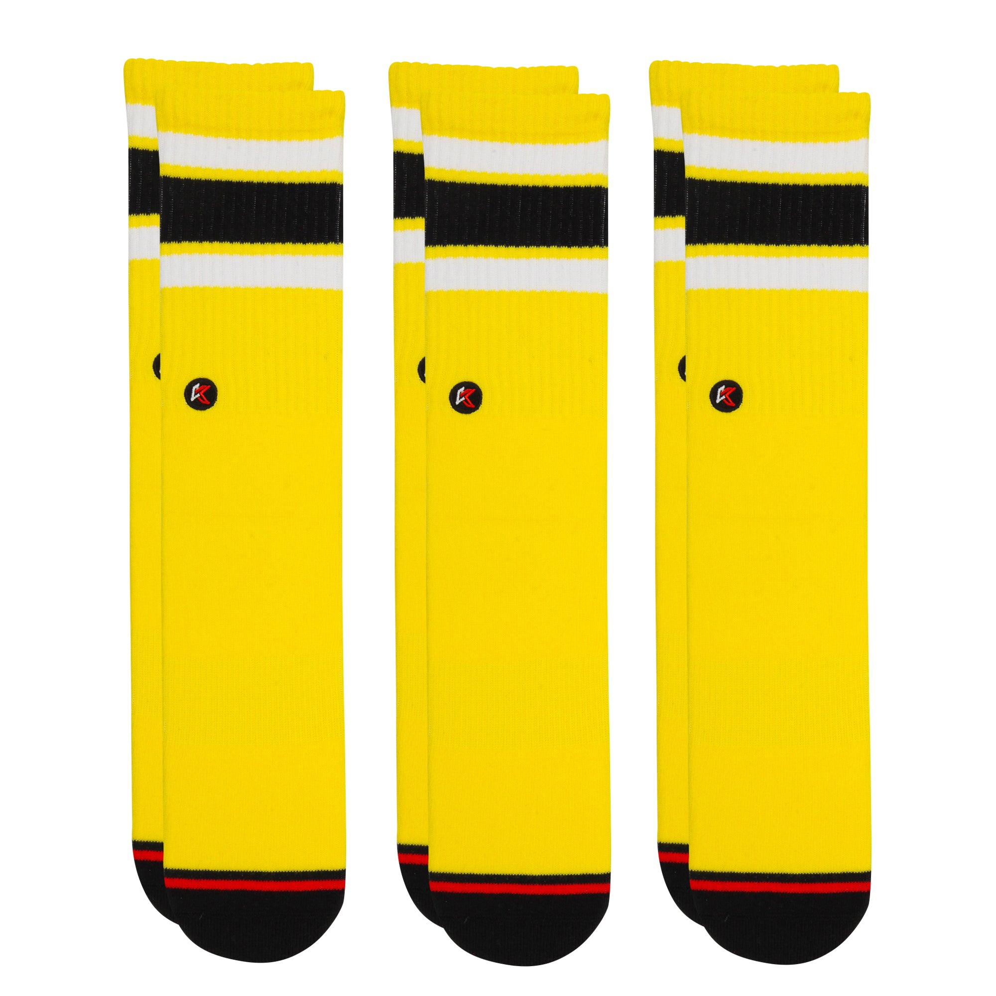 3 Pack Yellow Crew Sock