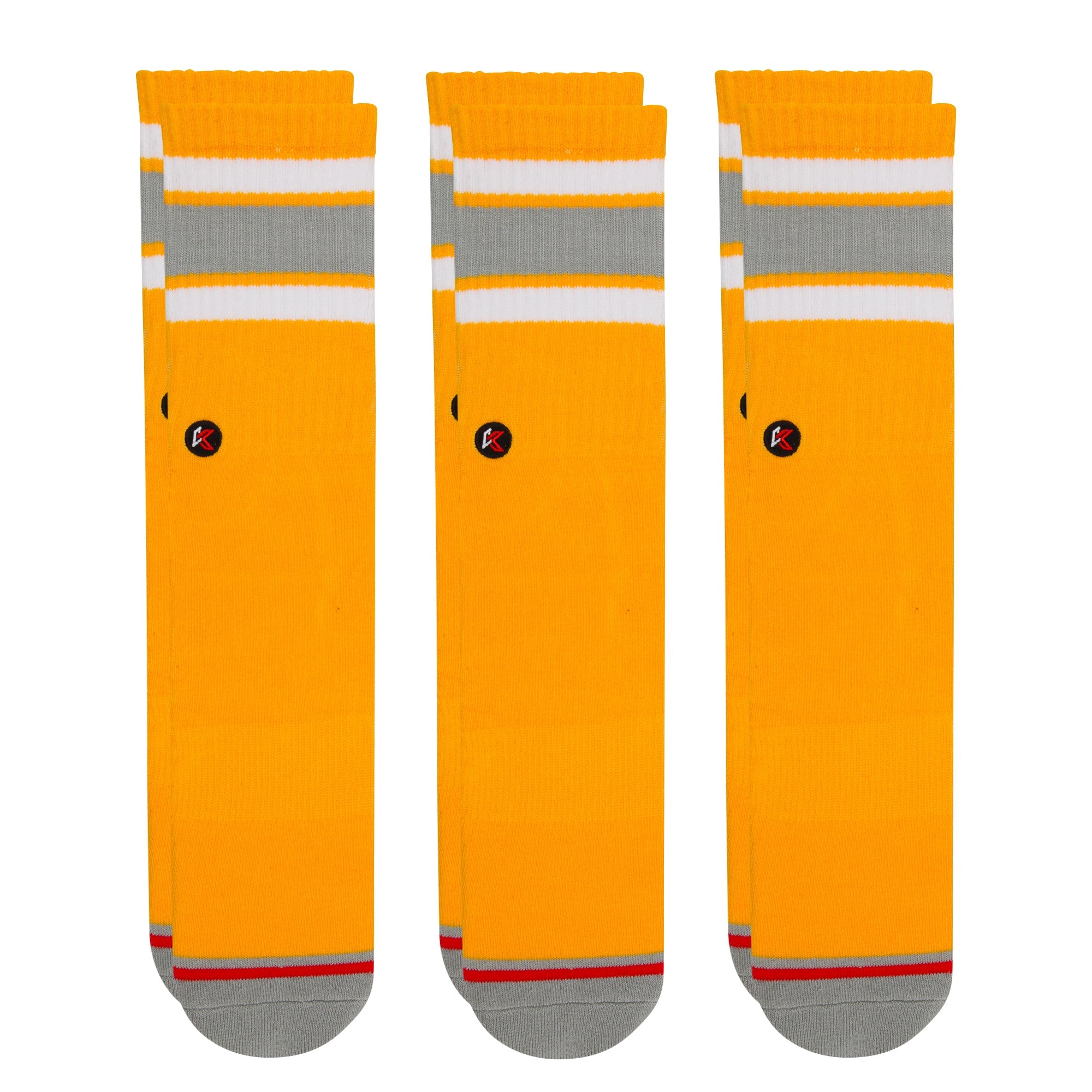 3 Pack Orange Crew Sock